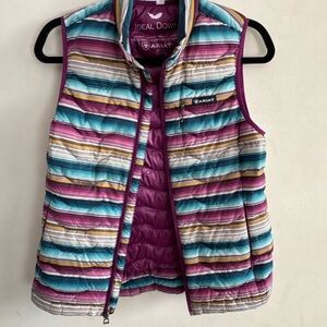 Ariat Striped Quilted Vest in Teal, Magenta & Gold